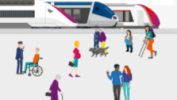Image de trains et de personnes à mobilité réduite