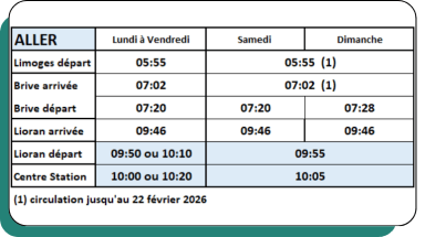 Horaires aller