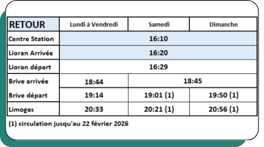 Horaires retour