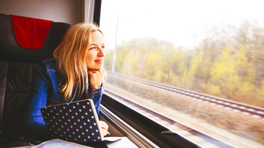 Photo d'une femme dans le train
